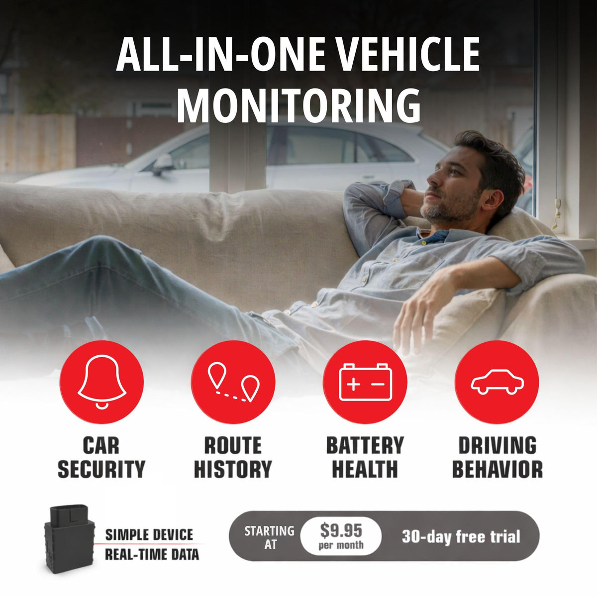 CARLOCK vibration sensor graphic showing tamper detection for theft prevention