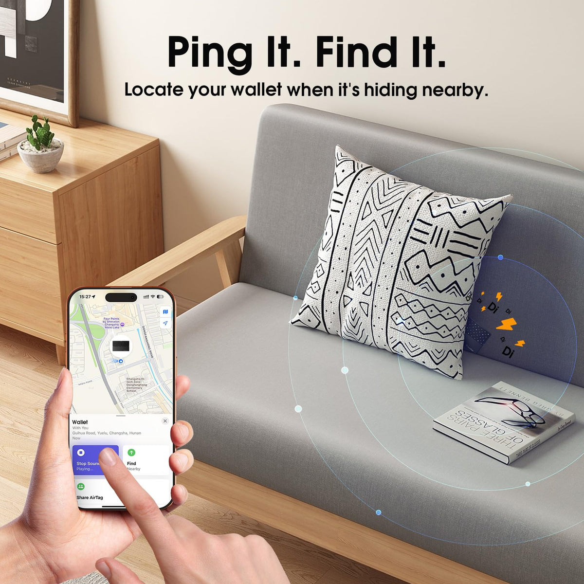 Caronex Lost Mode alert demonstrates instant item tracking reminders
