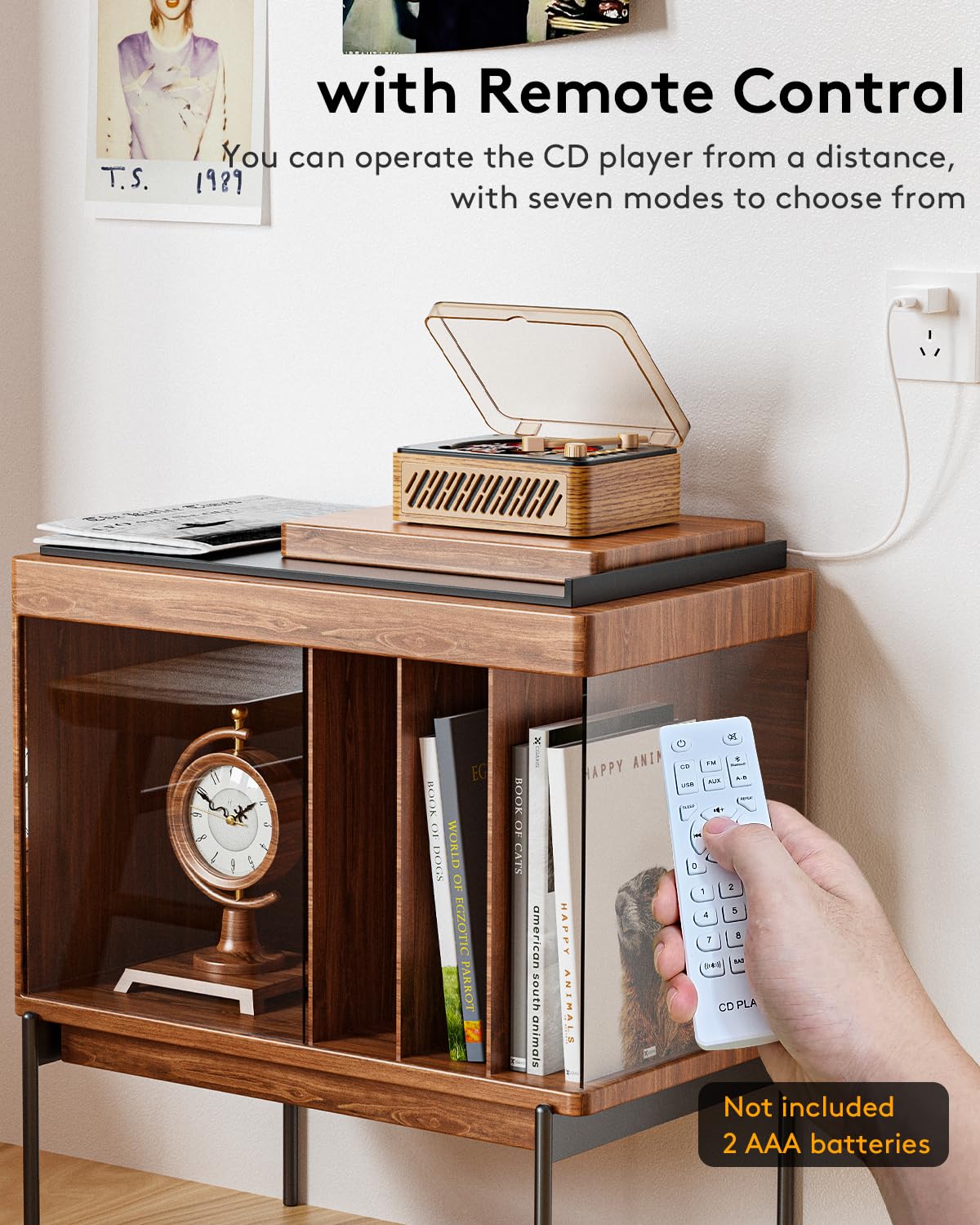 CARONSORT lifestyle on shelf in living room delivering retro look and modern connectivity