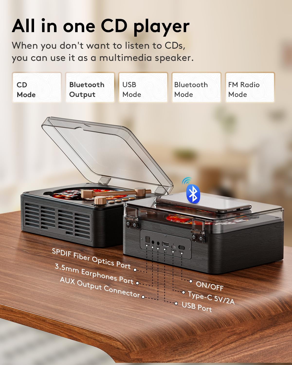 CARONSORT side speaker grille detail highlighting wooden enclosure for warmer bass response