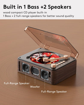 CARONSORT top‑loading CD lid open showing disc placement and easy access