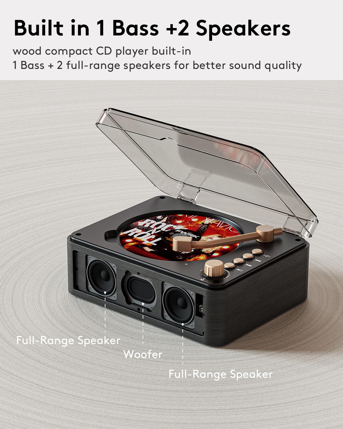 CARONSORT top-loading CD open demonstrating easy disc insertion and user-friendly operation