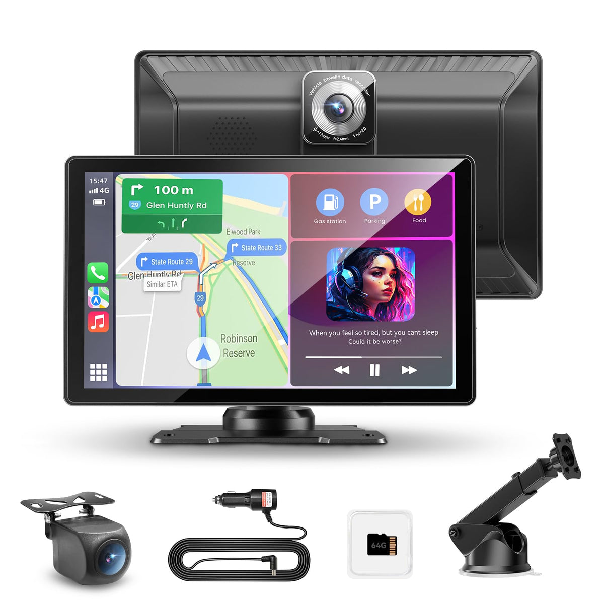 Carpeer front display mounted on dash showing clean interface and easy control