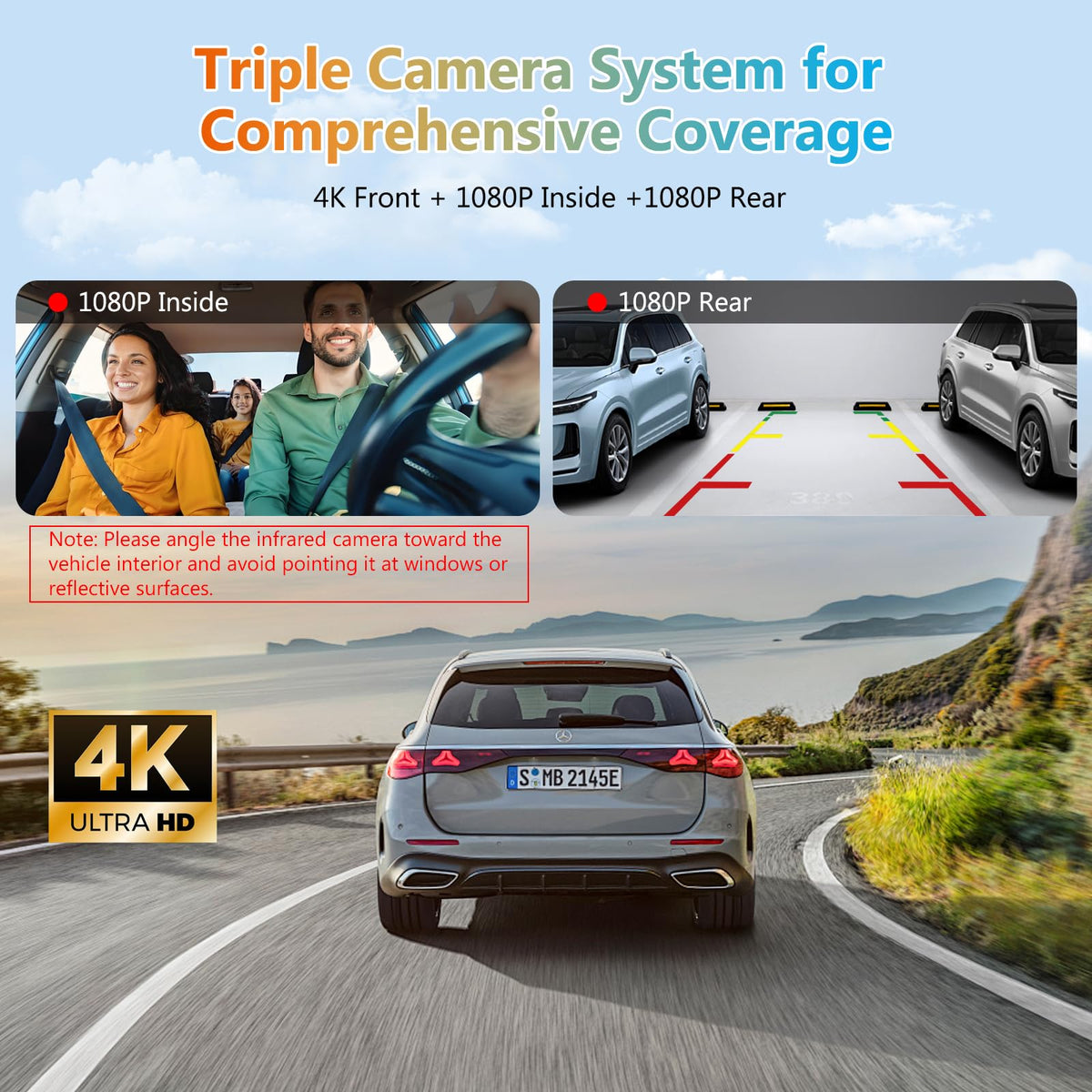 Carpuride interior 1080p infrared camera provides night cabin visibility