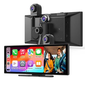 Carpuride 11.26-inch screen displaying front camera 4K footage during daytime