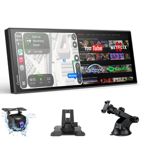 Carpuride 11-inch CarPlay screen front view for easy navigation and streaming.