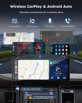 Carpuride 11-inch CarPlay screen rear camera view for safe parking.