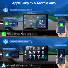 Carpuride 9-inch Apple CarPlay wired view for stable in-car apps