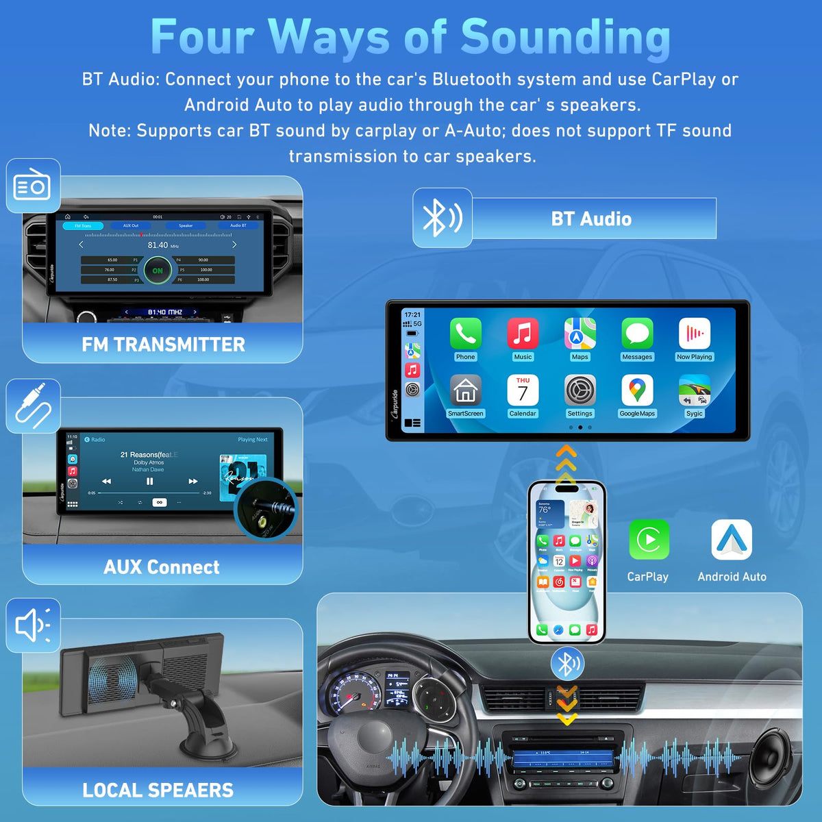 Real-time maps navigation on Carpuride IPS display for clear driving directions