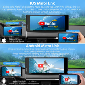 Carpuride Android Auto mirror link showing apps mirrored on dash screen