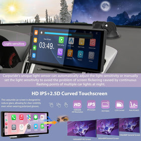 Carpuride anti-glare touchscreen with auto brightness for daytime driving.