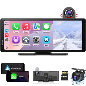 Carpuride dashcam 10-26 inch screen provides a clear, connected driving display.