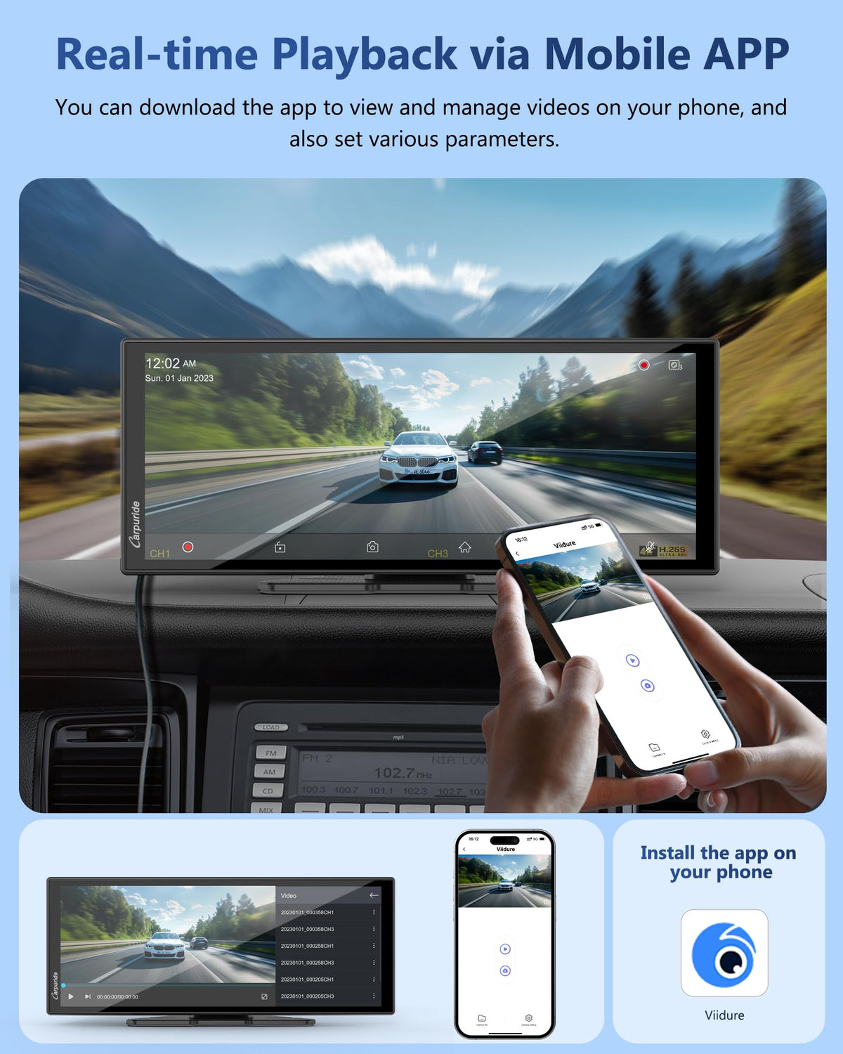 Carpuride easy installation with suction mount fits most vehicles.