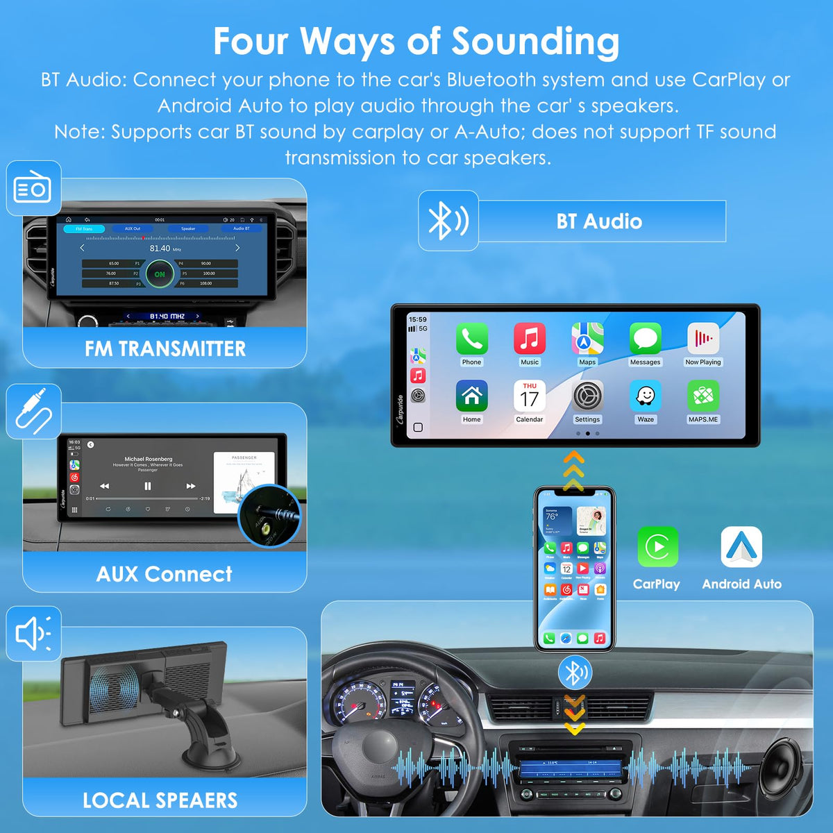 Carpuride voice-control with Siri and Google Assistant for hands-free use
