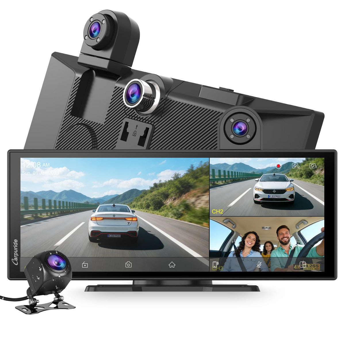 Carpuride W125S front camera 4K for clear daytime footage