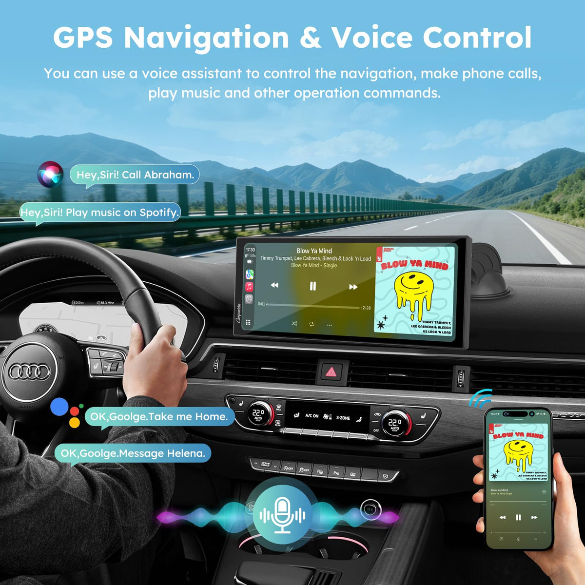 Carpuride W125S real-time GPS navigation on large screen