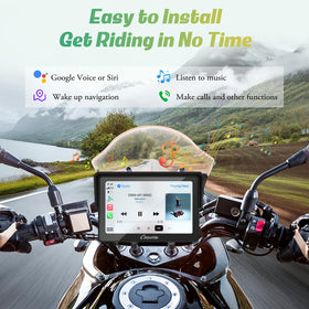 Carpuride W502 IP67 waterproof unit handling rain and spray during rides.