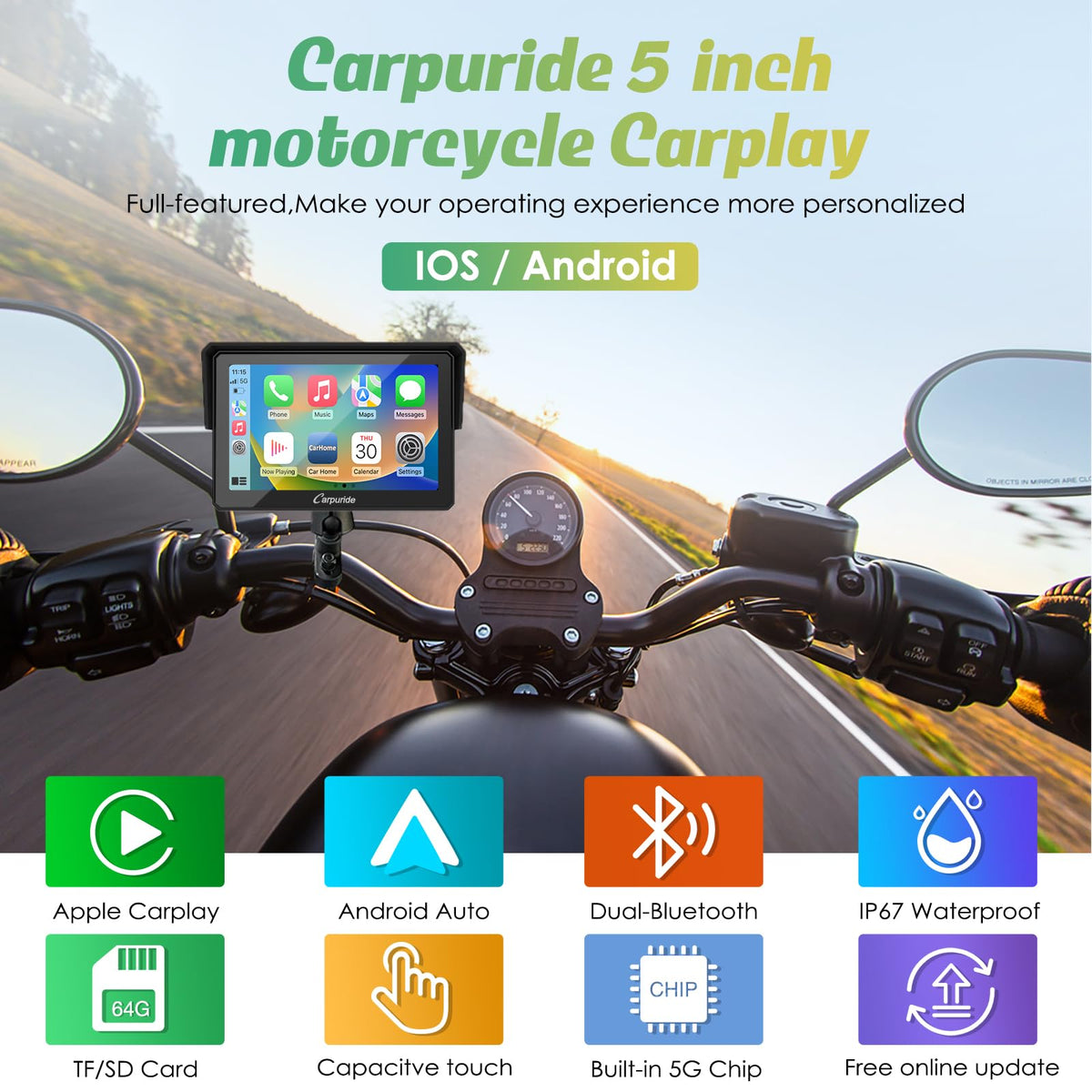 Carpuride W502 wireless CarPlay view with maps and calls on the go.