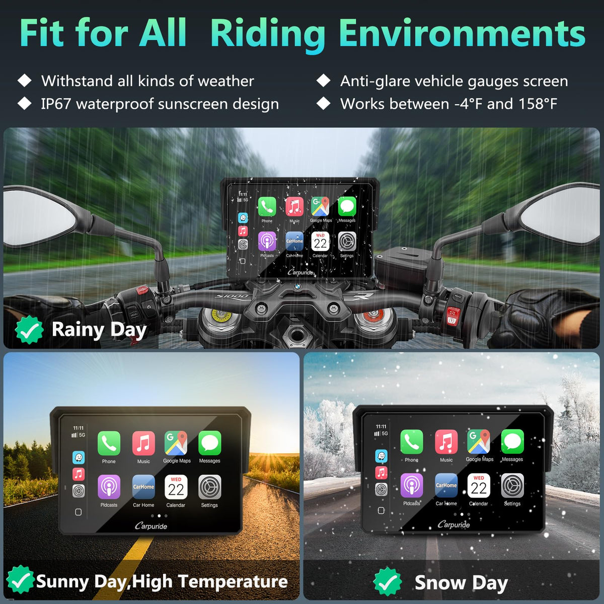 Carpuride W502BS IP67 waterproof durable design