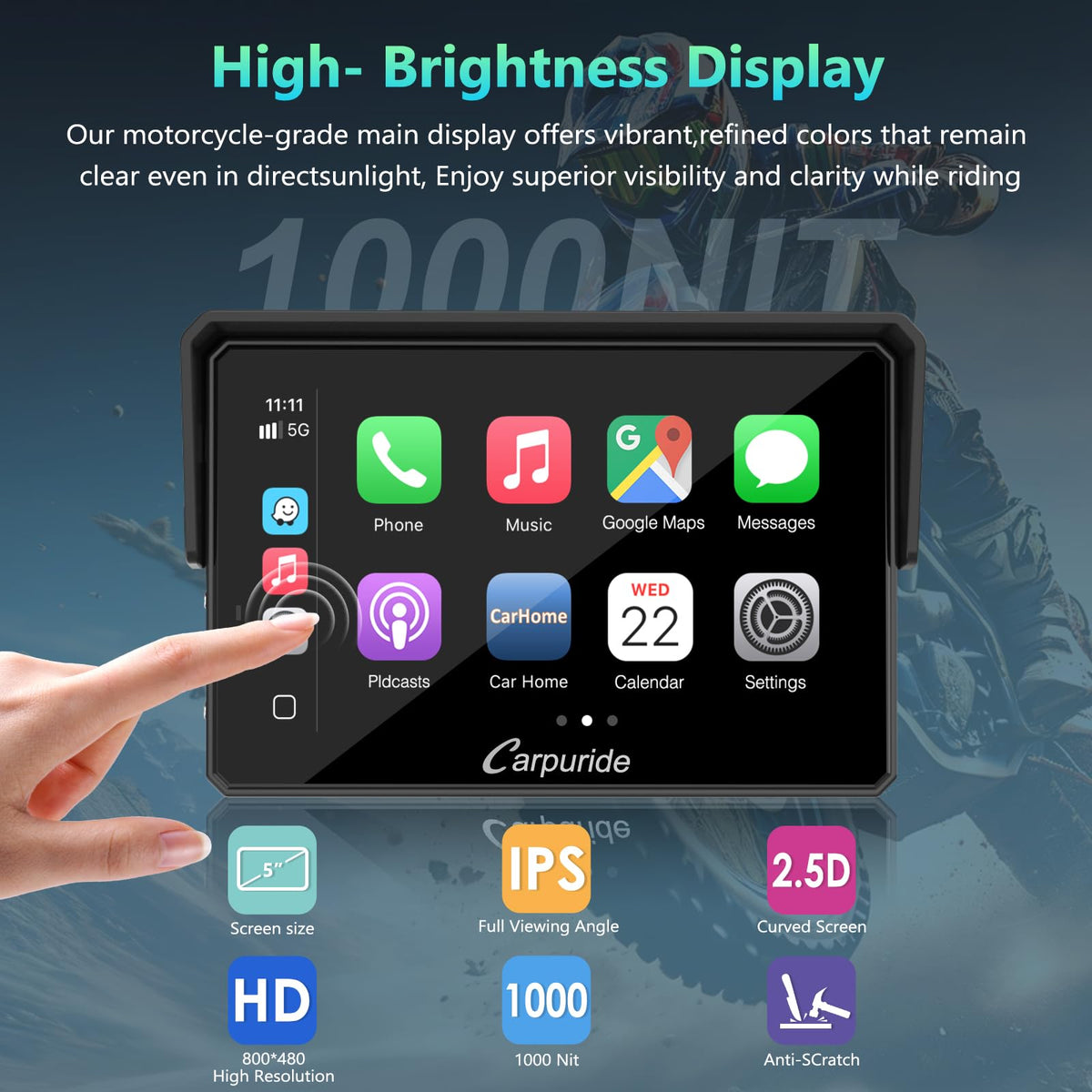 Carpuride W502BS high-clarity IPS display for navigation