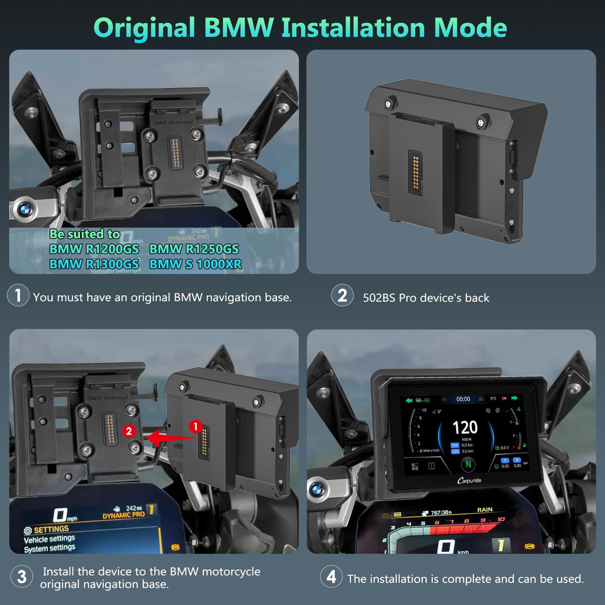 Carpuride W502BS music sharing and rider-passenger intercom