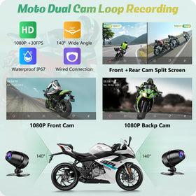 Carpuride W603D dual camera DVR screen shows front and rear views