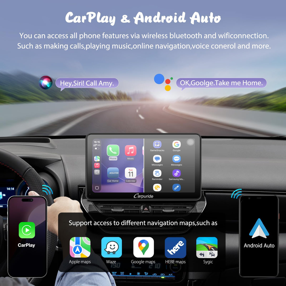 Carpuride W701 Pro Android/iOS Mirror Link for easy maps and media access