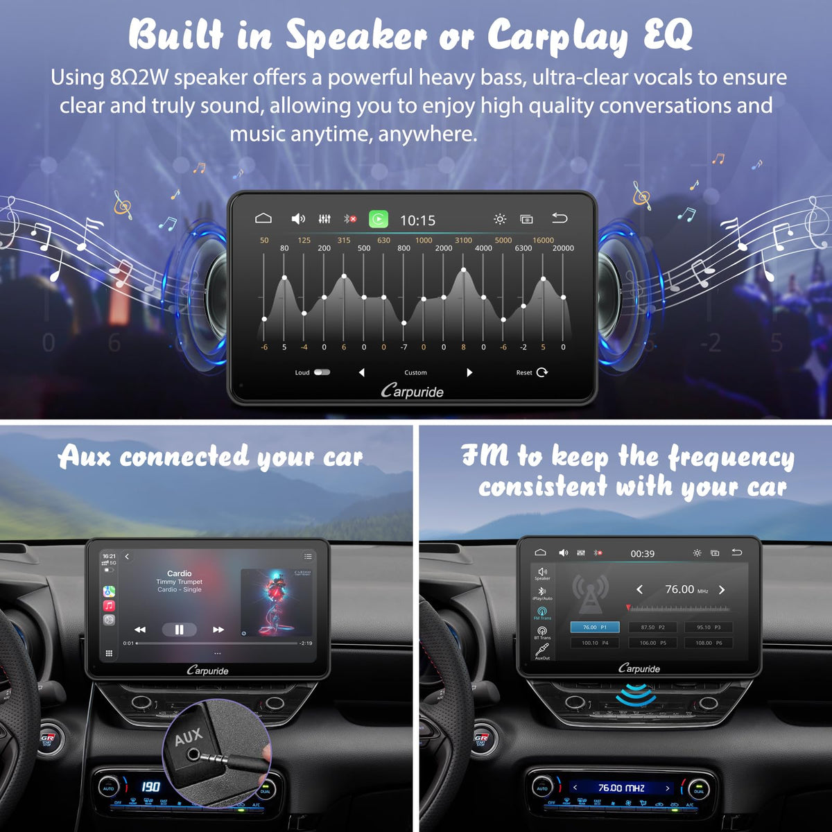 Carpuride W701 Pro Siri voice control with built-in mic for hands-free use