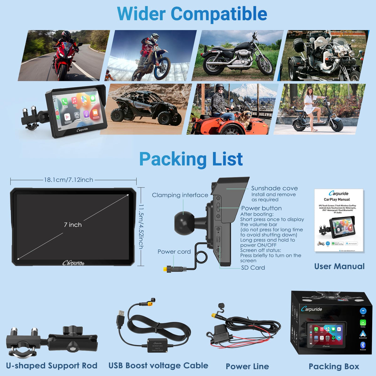 Carpuride W702 detachable anti-theft bracket adds security