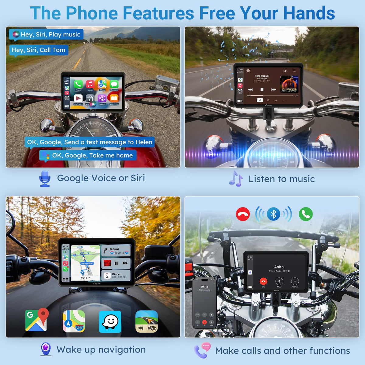 Carpuride W702 waterproof shell ensures reliable display in rain or sun