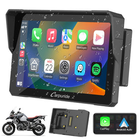 Carpuride W702B 7-inch motorcycle screen mounted on BMW for clear viewing