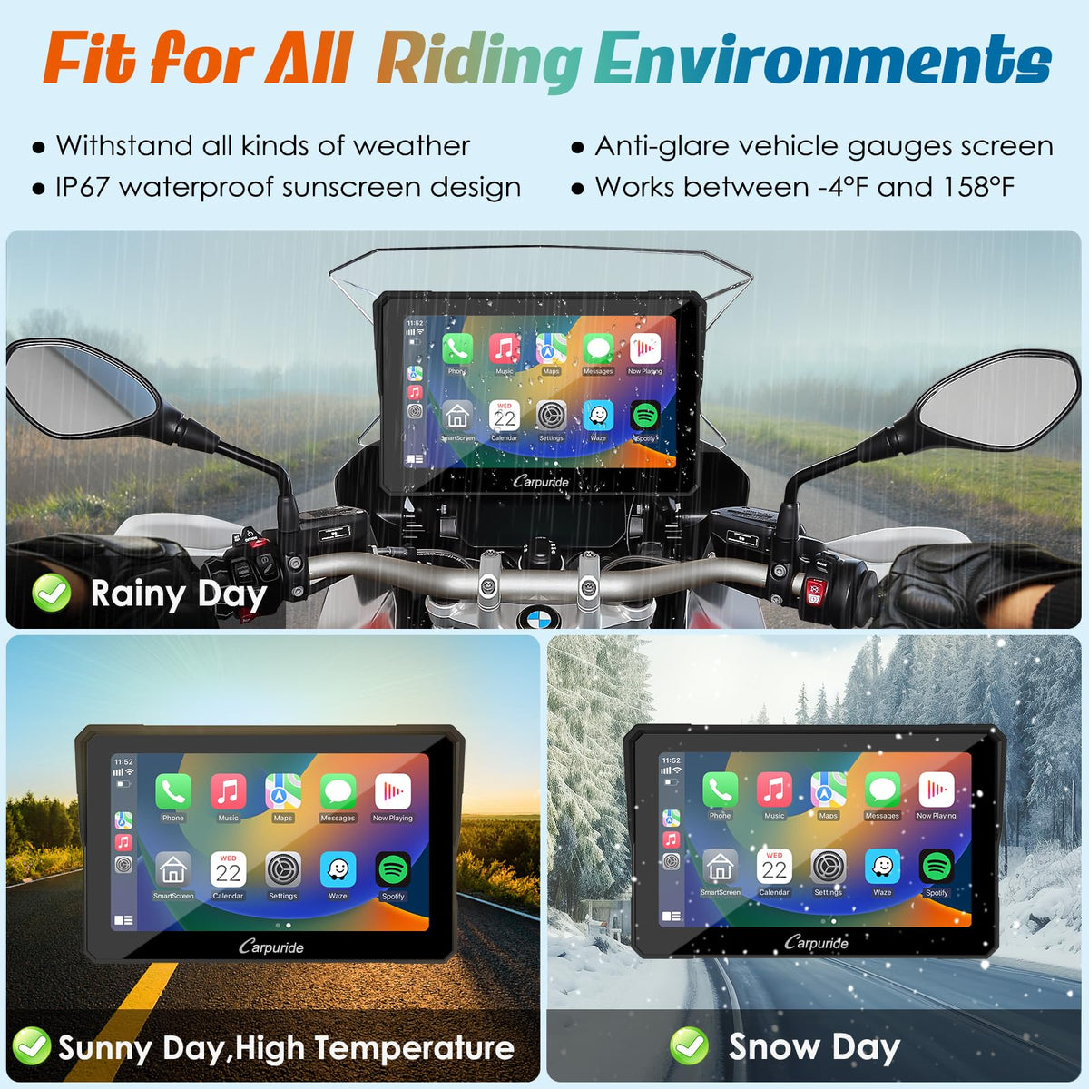 Carpuride W702B custom BMW motorbike mount for secure fit
