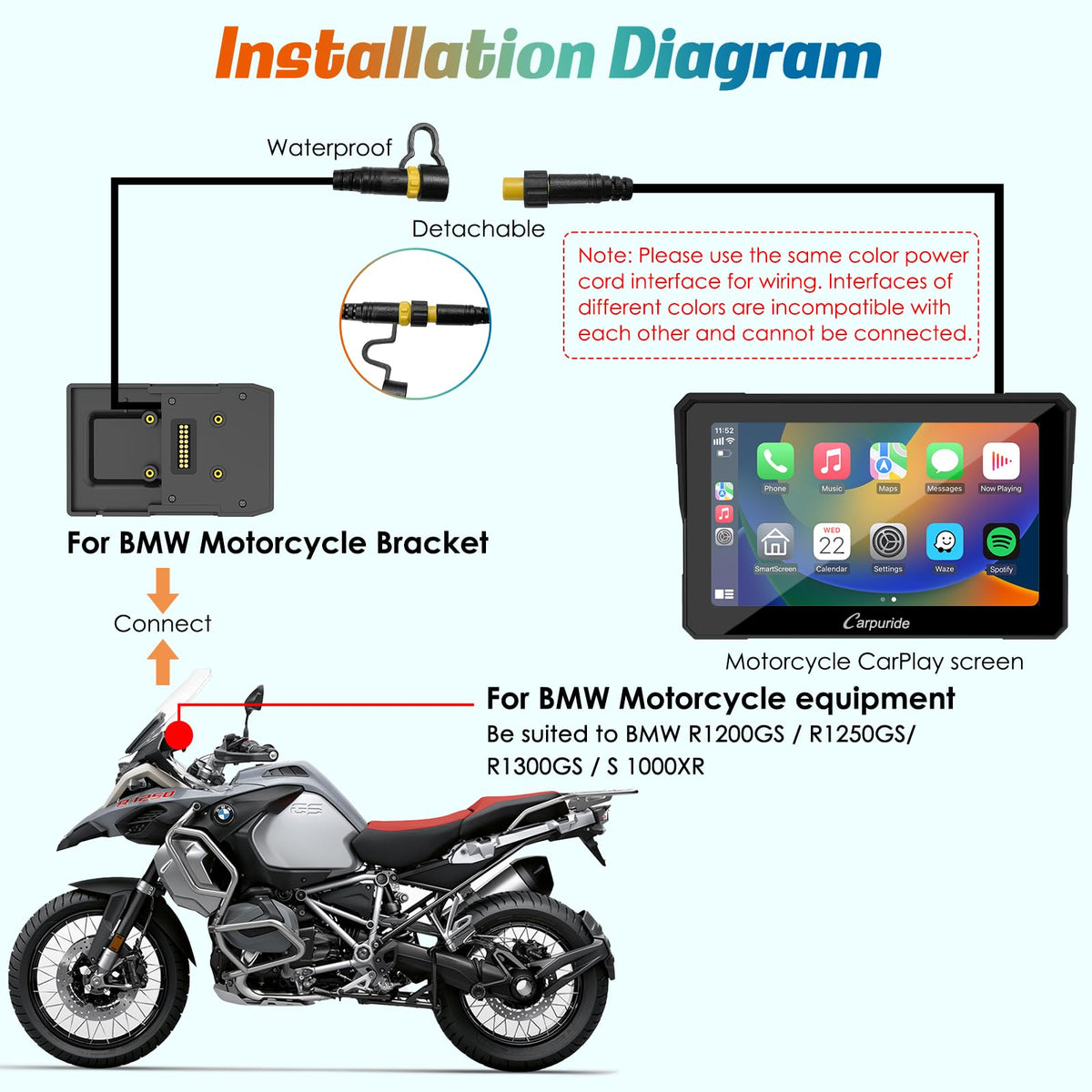 Carpuride W702B detachable anti theft bracket for security
