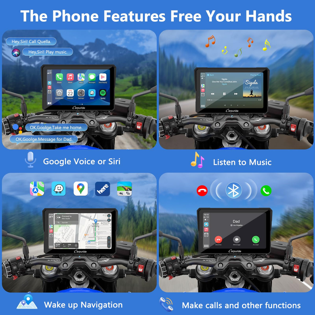IP67 waterproof design protects the screen from rain and dust on the road.