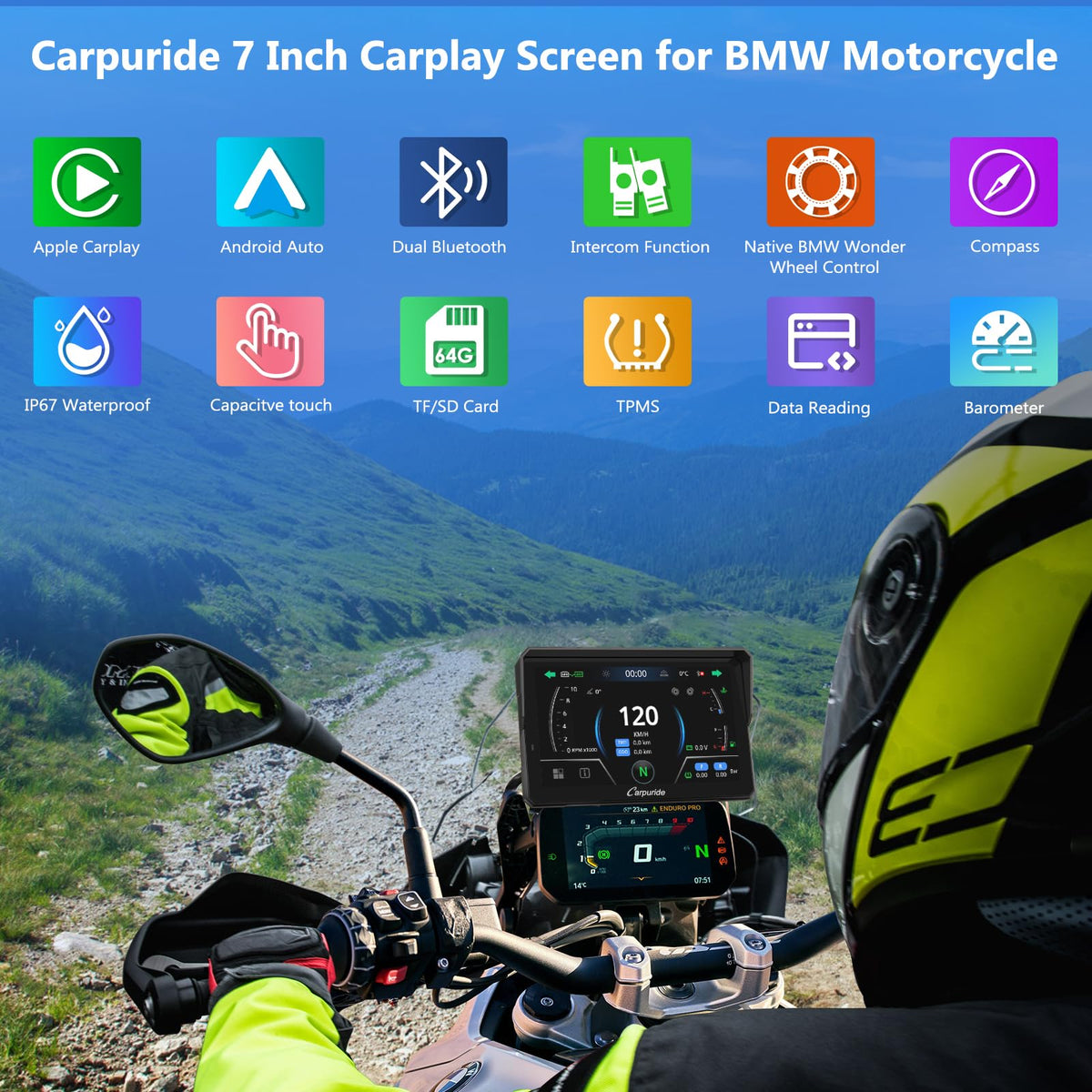 Carpuride W702BS Pro integrates Wonder Wheel control on BMW motorcycles.