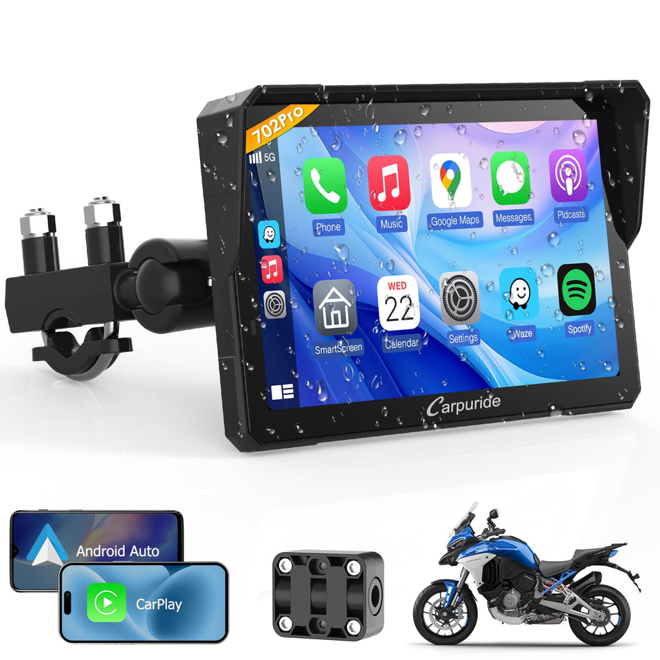 Carpuride W702PRO 7-inch dashboard display with wireless CarPlay and Android Auto for safe navigation