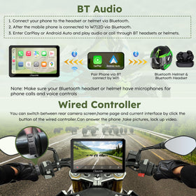 Carpuride W712DT wireless CarPlay Android Auto on motorcycle