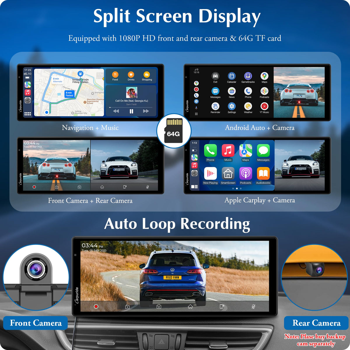 Carpuride W903 wireless mirrorlink streams phone content to the 9.3-inch display.