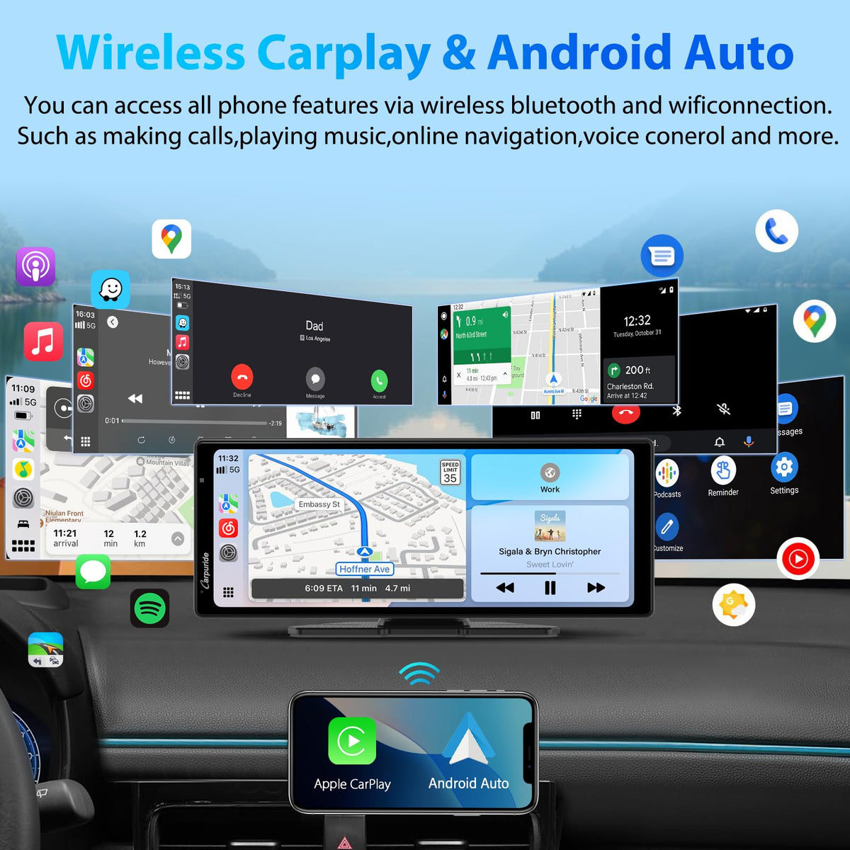 Carpuride W903S 9.3-inch display delivers real-time navigation at a glance