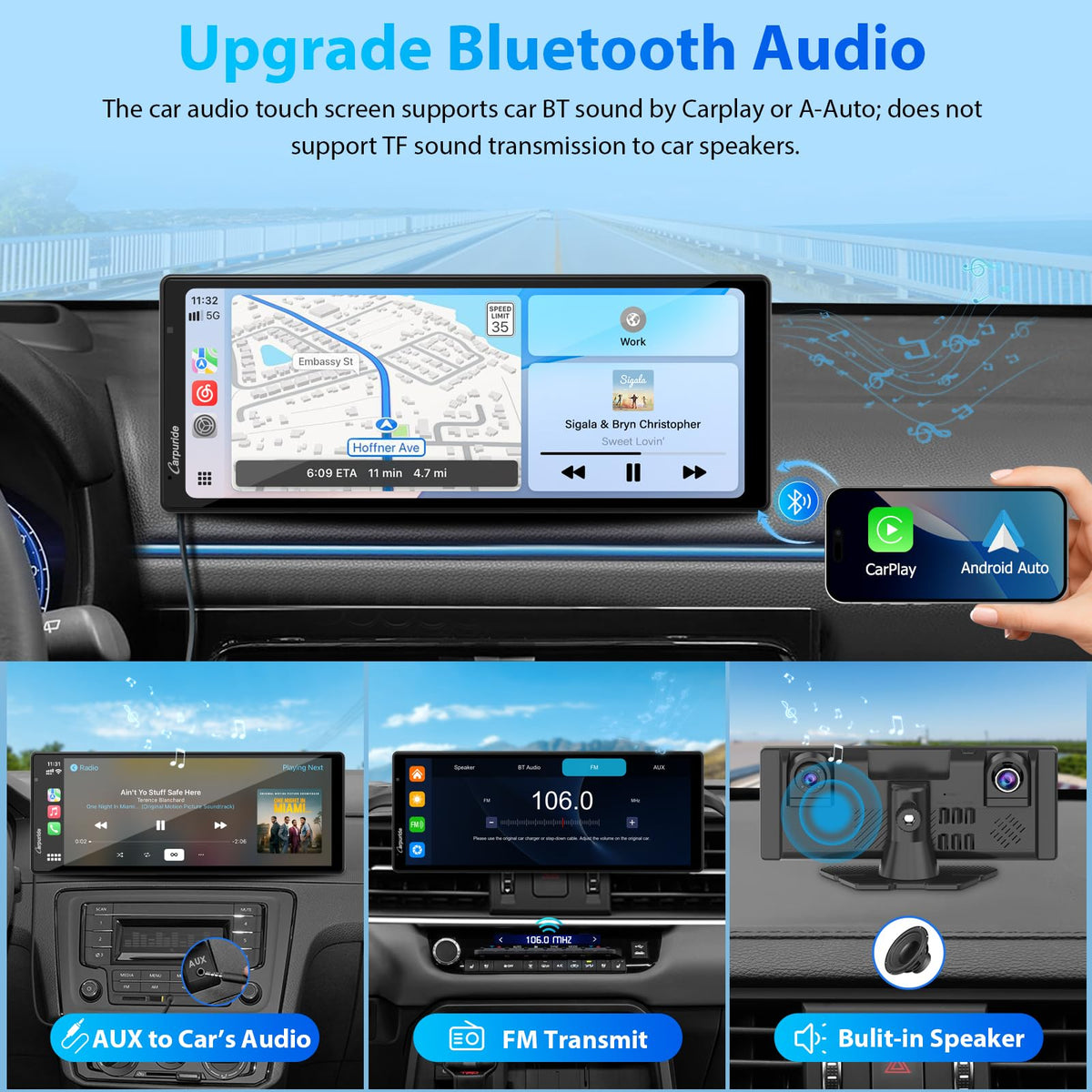 Carpuride W903S real-time maps navigation on dash screen enhances route planning