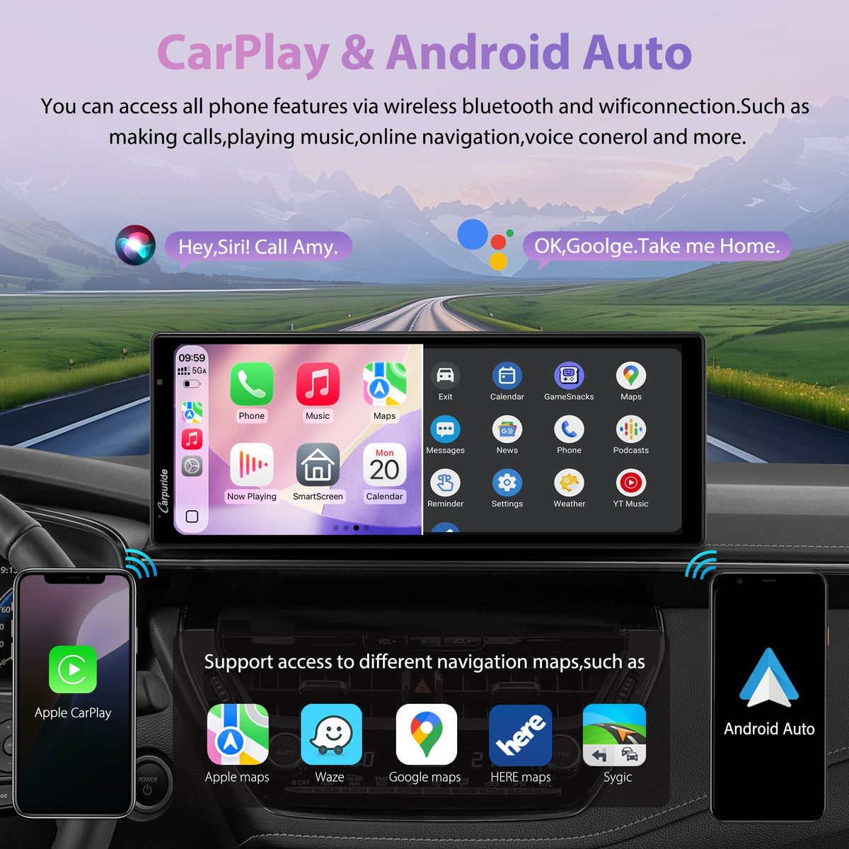 Carpuride W903S3 loop recording securely saves driving clips on 64GB TF