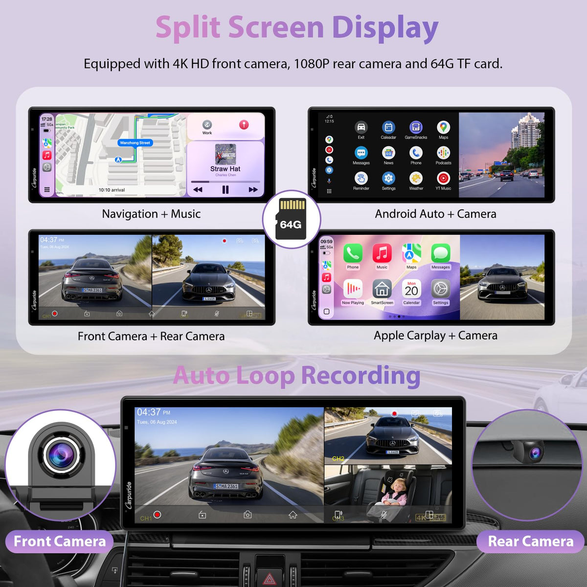 Carpuride W903S3 rear camera 1080p offers smooth reversing footage