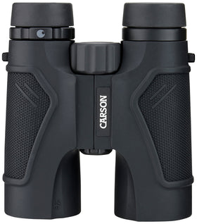 Carson 3D ED 10x42 binoculars front view highlight compact rugged design for field use