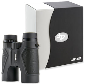 Carson 3D ED 10x42 binoculars included accessories case neck strap and cloth for quick setup