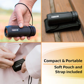 Carson BlackWave eyepiece view highlighting 12mm eye relief for comfortable viewing