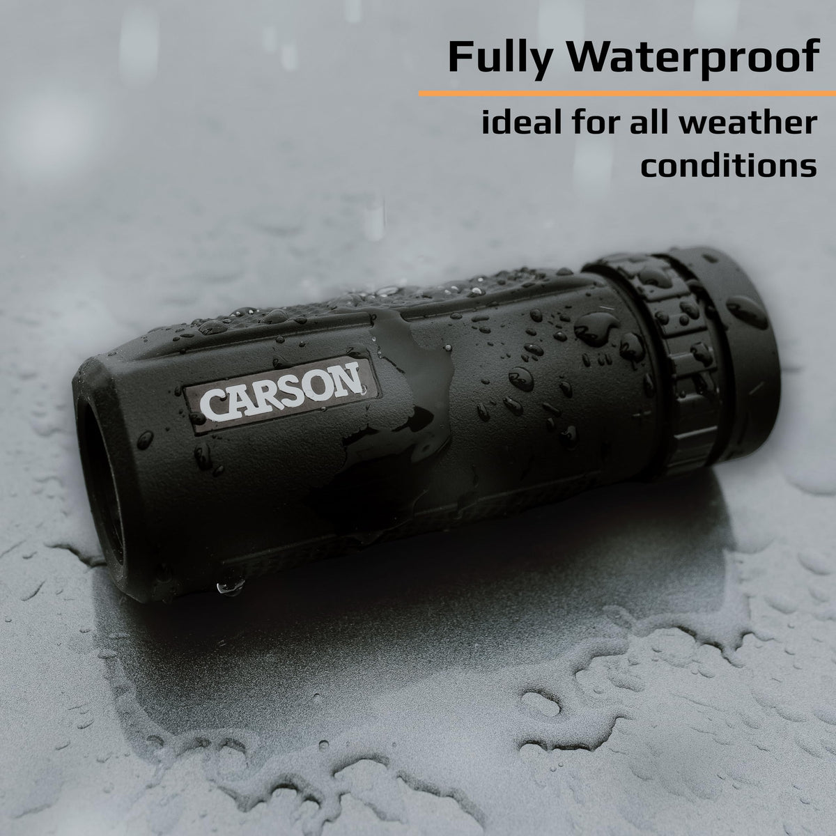 Carson BlackWave rugged textured housing close shot for secure outdoor grip