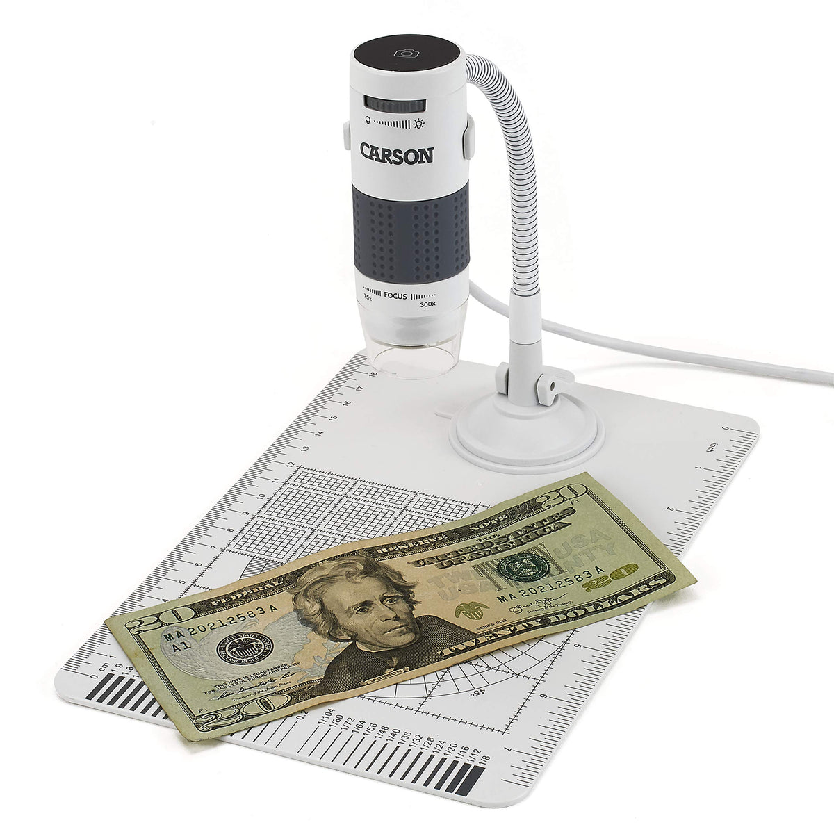 Carson eFlex close-up of head with adjustable LED lighting knob for clear illumination