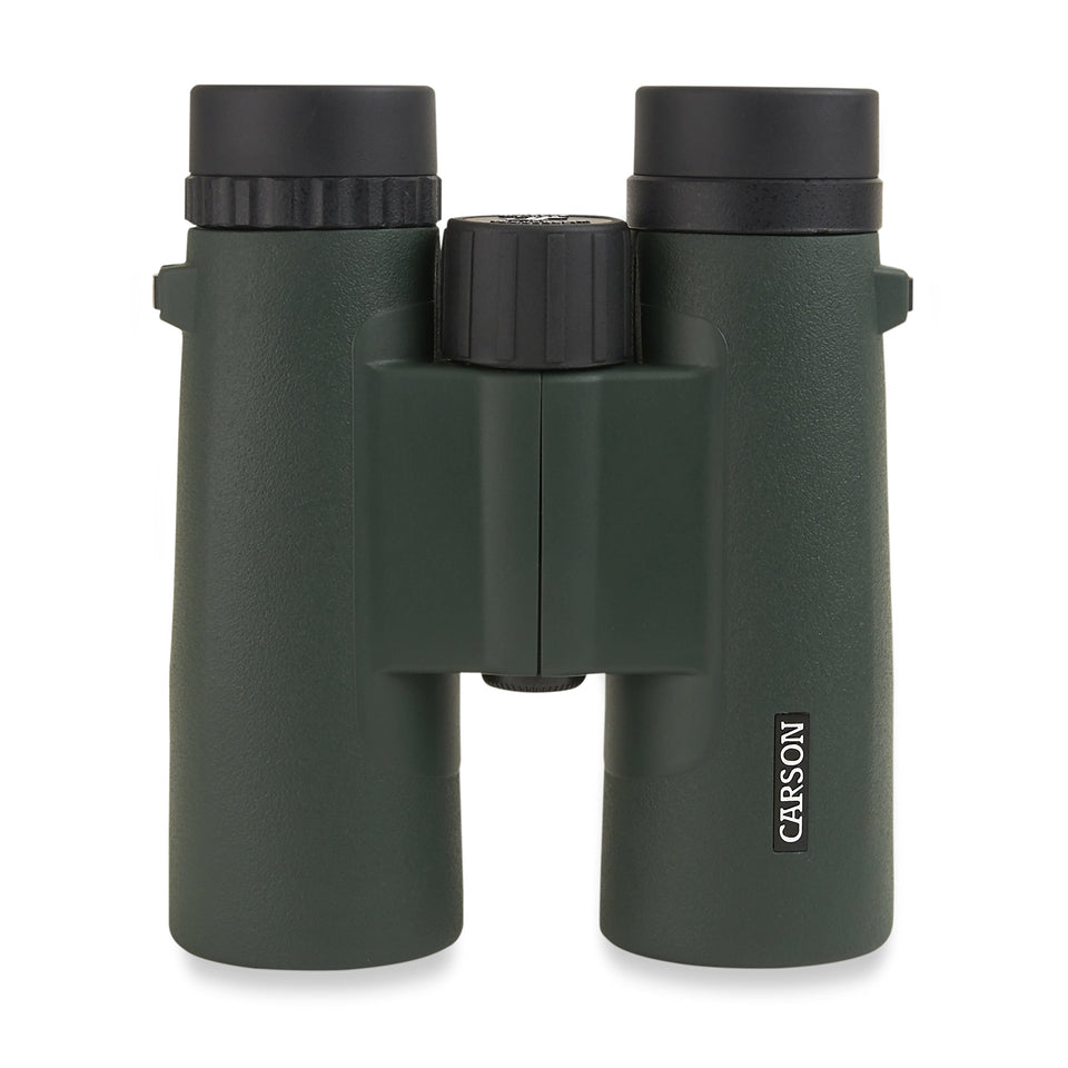 Carson JR Series 8x42 binoculars front-angle view for crisp outdoor scenes