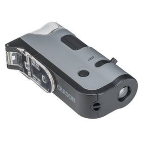 Carson MicroFlip adjustable magnification and illumination reveal fine details under different lights.