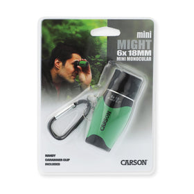 Carson MiniMight attached to gear during a hiking trip.